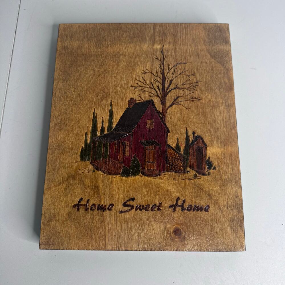 Vintage Wood Burned Wall Rustic Cabin Home Sweet Home Primitive Sign
